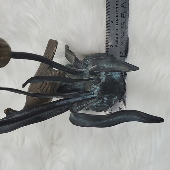 Vintage Wildwood Accent Bronze Candlesticks Tulip and Bird - Picture 10 of 12